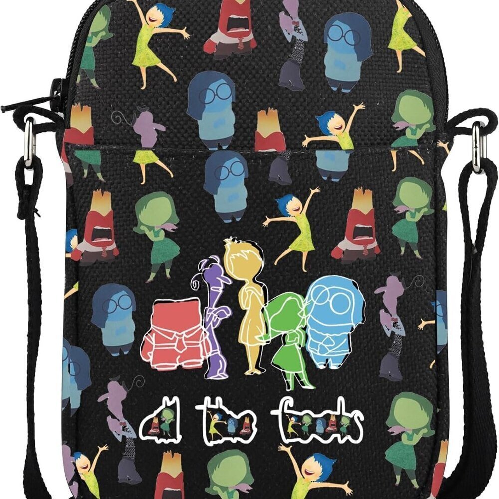 Cartoon Feelings Faces Crossbody Bag Women Waterproof Linen Zipper